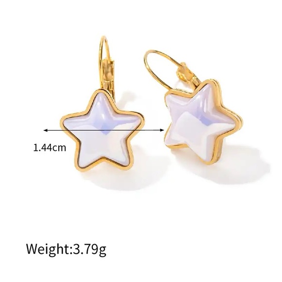 ◾️18k Gold Plated Mermaid Star Earrings - Picture 5 of 6
